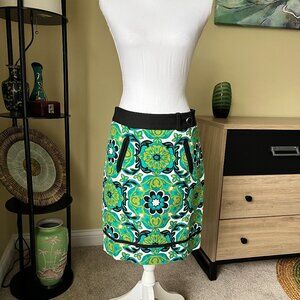Ann Taylor Art Deco Colorful Skirt Muli-colored Green Blue Black